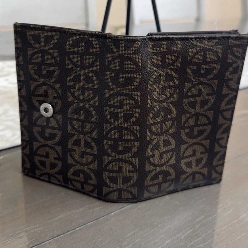 Giani Bernini Wallet Block Leather Framed Indexer Brown Multi Wallet AUTHENTIC